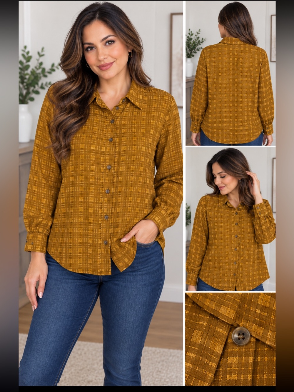Chenault Mustard Plaid Button-Down Shirt